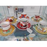 6 WEDGWOOD CLARICE CLIFF CENTENARY LTD EDITION COFFEE CANS & SAUCERS