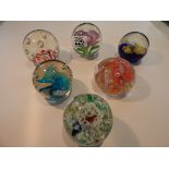 6 ASSORTED PAPERWEIGHTS