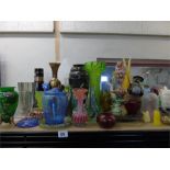 LARGE QUANTITY MIXED COLOURED GLASS INC CLOWN FIGURE