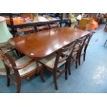 LARGE DINING TABLE WITH X 4 MATCHING CHAIRS AND X 2 CARVER CHAIRS