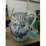 HAND-PAINTED ROOSTER TOILE JUG