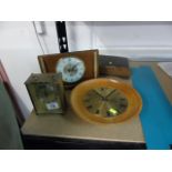 X 3 CLOCKS AND WOODEN DISPLAY STAND