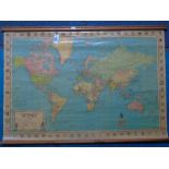 WALL HANGING STANFORDS GENERAL MAP OF THE WORLD  1969 BY GEORGE PHILIPS