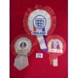 VINTAGE MANCHESTER UNITED & ENGLAND FOOTBALL ROSETTES