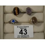 4 X SILVER RINGS WITH STONES 15.4 GRAMS