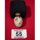 VICTORIAN BIRDS EGG PERFUME BOTTLE WITH SILVER TOP REG 20772