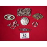 7 X SILVER BROOCHES