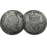 Louis XIV. 44 Sols de Strasbourg. 1710 BB.Gad.200 (R). Rare. TB/TB+ 130/230