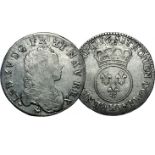 Louis XV. Demi Ecu Vertugadin. 1716 H. LaRochelle. Rf. Gad.308. B+/TB 30/60