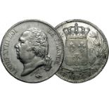 Louis XVIII. 5 Francs 1824 W. Lille. Gad.614.TTB+ 50/100