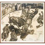 DECARIS ALBERT (1901-1988) Tauromachie 2 gravures en noir et sépia 55 x 39 cm et 47 x 51 cm (l'une
