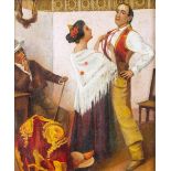 ECOLE FRANÇAISE XIXème La préparation du picador Huile sur toile 25 x 29 cm