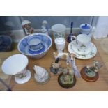 Mixed lot to include miscellaneous porcelain trinkets to include Wedgwood cup and saucer,