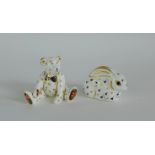 Royal Crown Derby rabbit paperweight and a Royal Crown Derby teddy bear (2) 6cm high