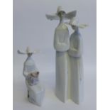 Lladro porcelain Nun figures (2) tallest 34cm high