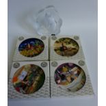 Set of four Poole Pottery Scenic plates together with a Mats Jonasson Swedish glass paperweight (5)