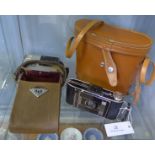 Vintage Agfa and Kodak cameras together with a cased pair of binoculars (3)