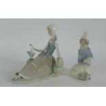 Lladro Daisa figures to include a girl with a dove and a boy with a lamb (2) 1cm high