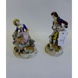 A pair of Continental Gold Anchor male and female companion figures, each modelled in the rococo