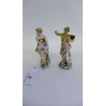 A pair of miniature Volkstedt porcelain figures modelled as Classical Maidens (2) 13cm high