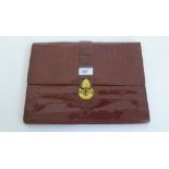 Vintage brown leather crocodile clutch wallet bag by Aspreys of London