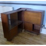 A retro teak corner drinks cabinet, 103 x 102cm