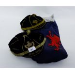 Two late 19th Century Rugby caps, one with motto "Doctrina - vim promovet insitam, together with a