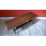 A retro hardwood coffee table, 117 x 41cm