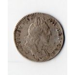 6d William 3rd 1697 VF 1st bust, stain Reserve: £36