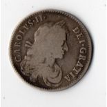 Half crown 1671 Charles 2nd legends fine, bust fair, shield centre poor Reserve: £60