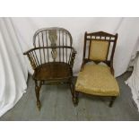 Oak Windsor chair, and an Edwardian nursing chair