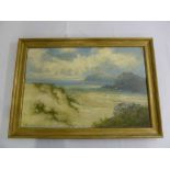 William Langley oil on canvas of a seaside beach scene, signed bottom left - 39.5 x 59.5cm