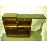 Late 20th century Rosewood rectangular drinks cabinet hinged to the centre and with inset brass