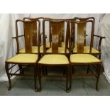 Suite of six Edwardian dining chairs, to include two carvers and a matching two seater settle