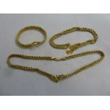 Two 9ct gold necklaces and a 9ct gold bracelet