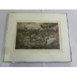Israeli limited edition framed lithograph of a landscape, signed in Hebrew bottom right - 28 x 41cm