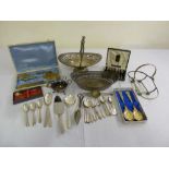 A quantity of silver plate to include Mappin and Webb flatware, fruit dishes and servers