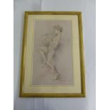 Franco Matania framed and glazed pastel of Pan playing the pipes - 49 x 29cm
