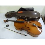 A. Zeller cello in fitted carrying case and with bow, (original invoice from 1991)