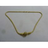 18ct yellow gold necklace with diamond pave set ball pendant