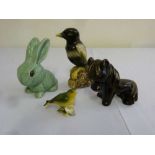 Sylvac style bunny, a stylised figurine of a pony and a Breetby bird on raised base - A/F