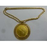 American $20 gold coin set in an 18ct gold pendant on an 18ct gold chain