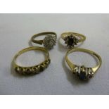 Four 9ct gold rings set with various stones