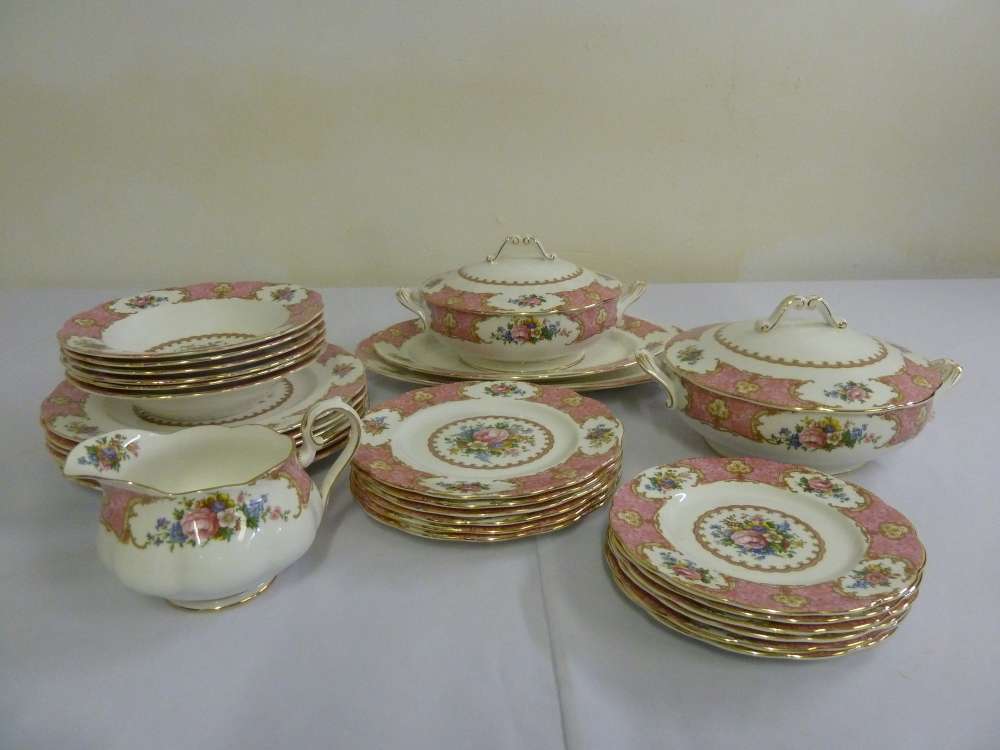 Royal Albert Lady Carlyle dinner service, six place setting to include covered dishes, meat