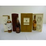 Glenmorangie single malt whisky in presentation box with two crystal glasses, a bottle of Speaker