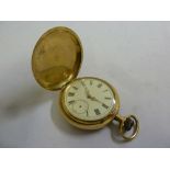 14ct yellow gold pocket watch with subsidiary second dial - A/F