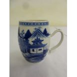 Chinese 18th century blue and white mug