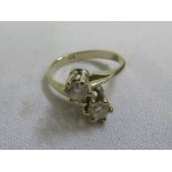 18ct white gold two stone crossover ring