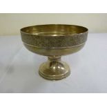 Tiffany and Co white metal fruit bowl circular form with vine chased band on raised circular base