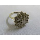 18ct white and yellow gold diamond cluster ring